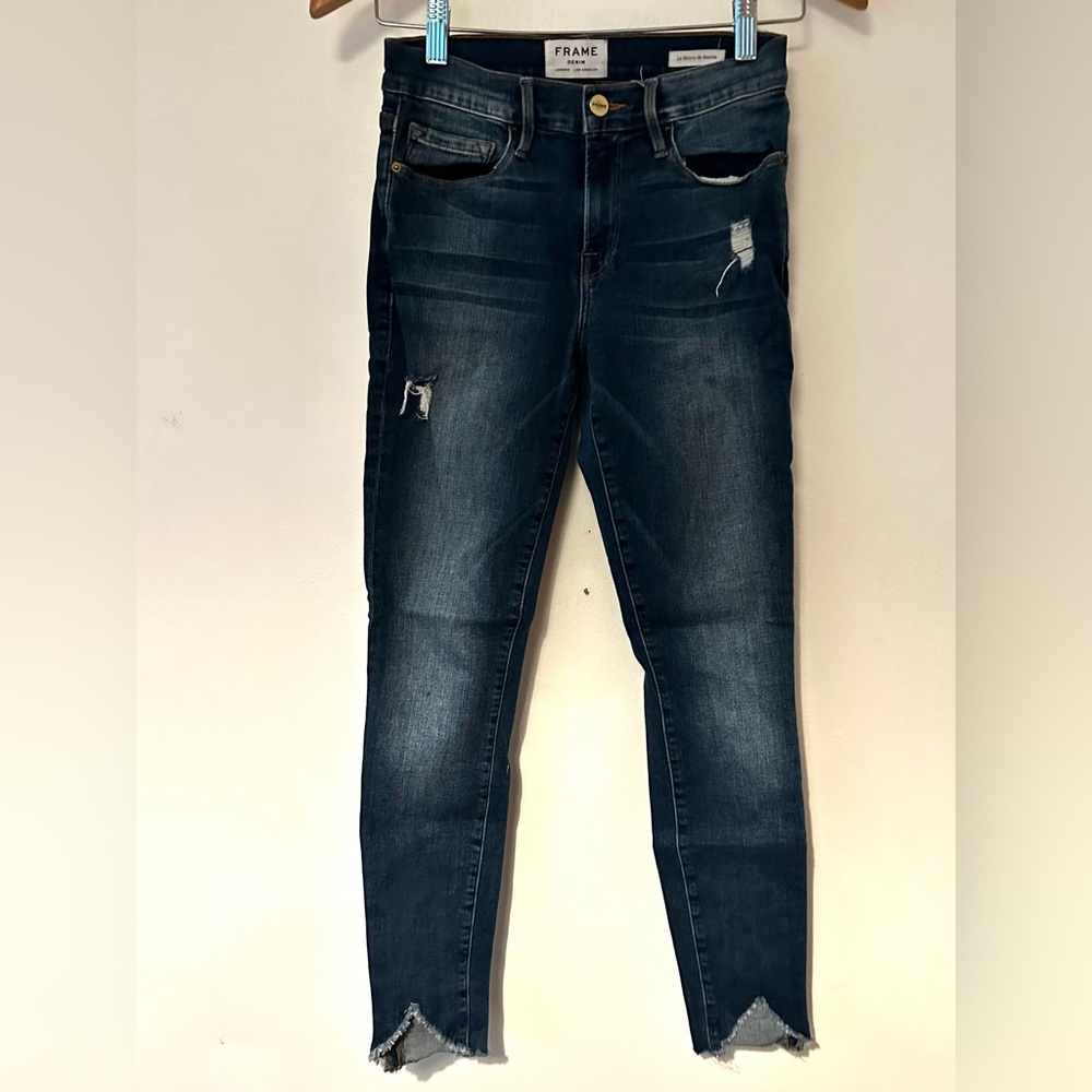 FRAME Le Skinny de Jeanne Jeans | Size 26 | Distressed Raw Hem